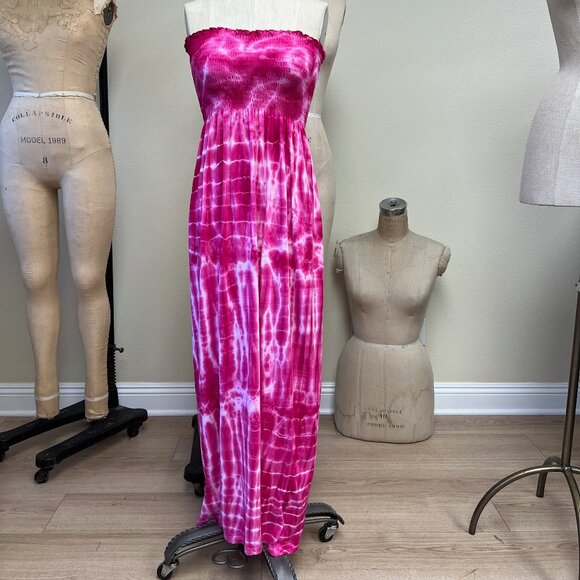 NWOT Deadstock 2000s Elastic Banded Tie Dye Tube Maxi Dress Small - Picture 1 of 5